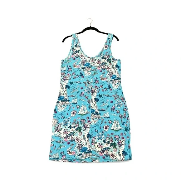 Lilly Pulitzer Newberri Florida Tank Amalfi Blue Roadtrip Sleeveless Dress - Picture 8 of 9